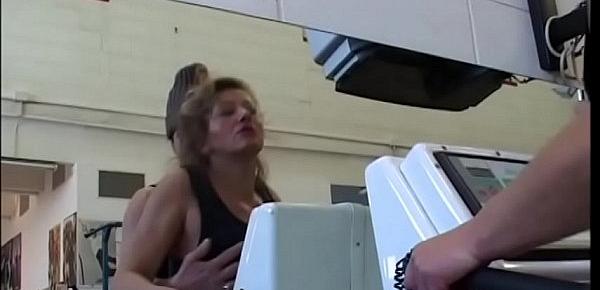  Horny slut Edwige Salerno at the gym try to seduce her trainer